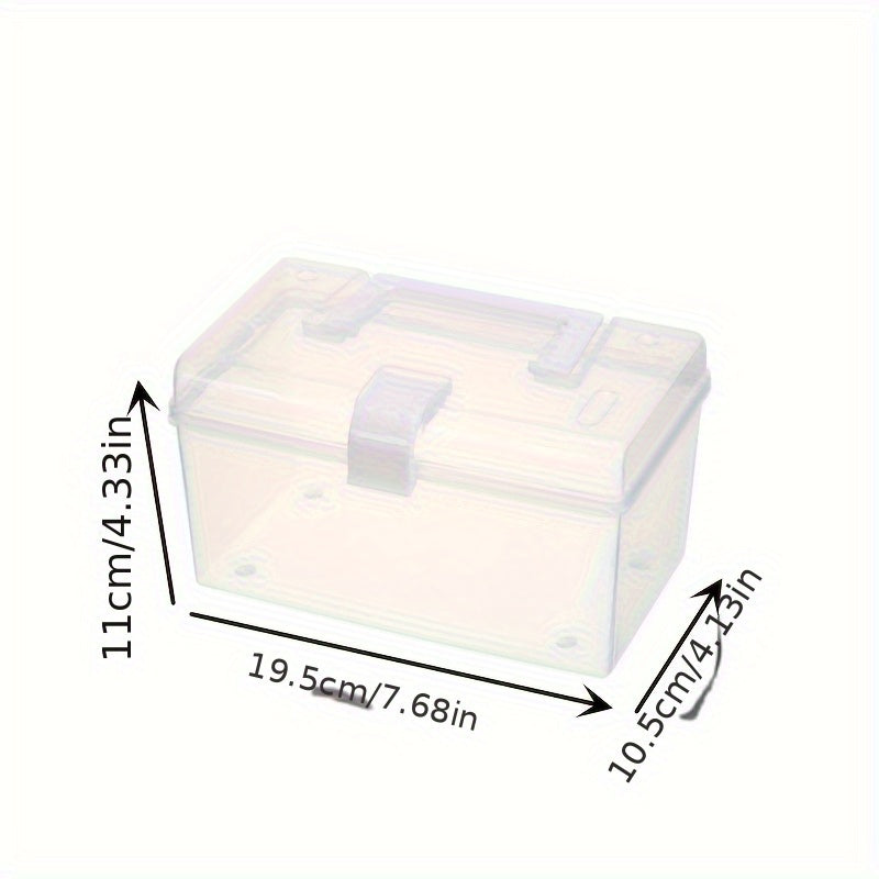 1PC Portable Storage Box Transparent Plastic Box With Lid Desktop Miscellaneous