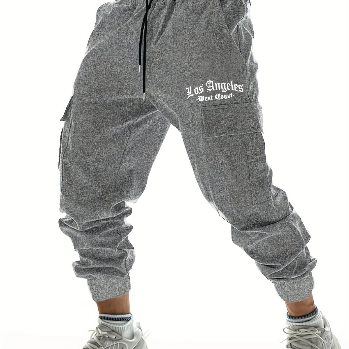 Men's Drawstring Cargo Pants Flap Pocket Joggers