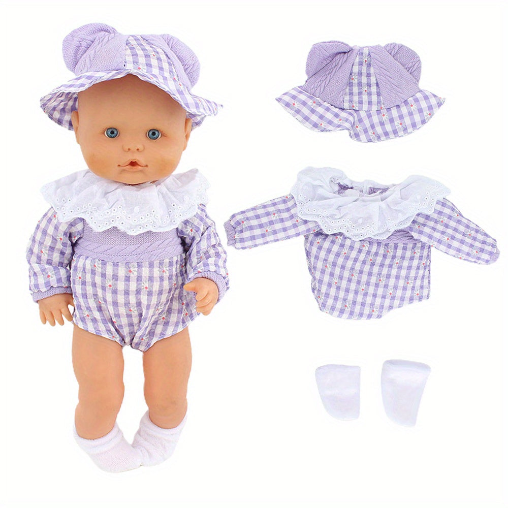 Purple Doll Dress for 12-13 Inch Baby Toy Crawling Doll