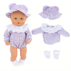 Purple Doll Dress for 12-13 Inch Baby Toy Crawling Doll