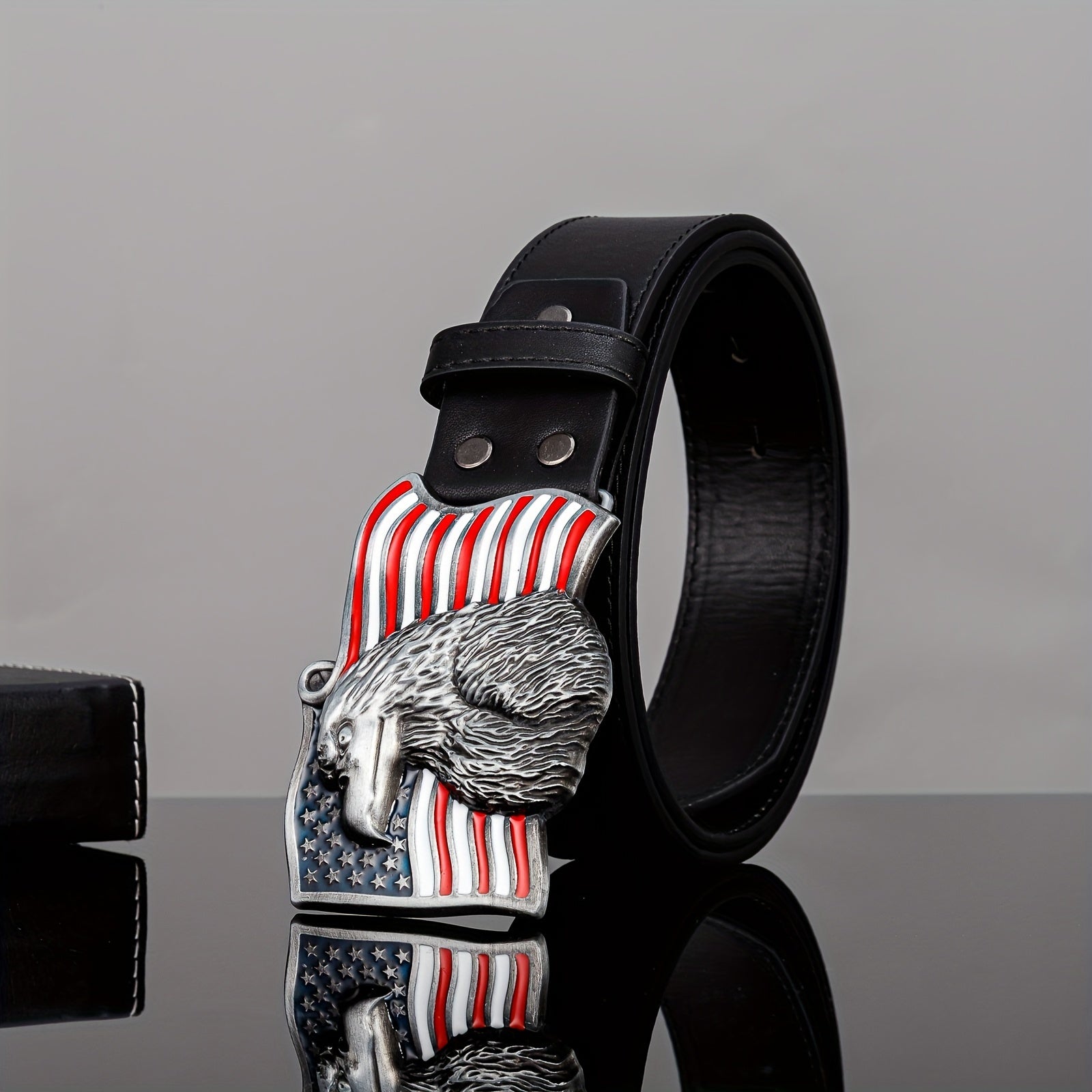 Men's Eagle Head Pattern Buckle Belt for Outdoor Party