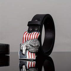 Men's Eagle Head Pattern Buckle Belt for Outdoor Party