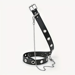 PU Leather Metal Buckle Belt Punk Hip Hop Chain Belt