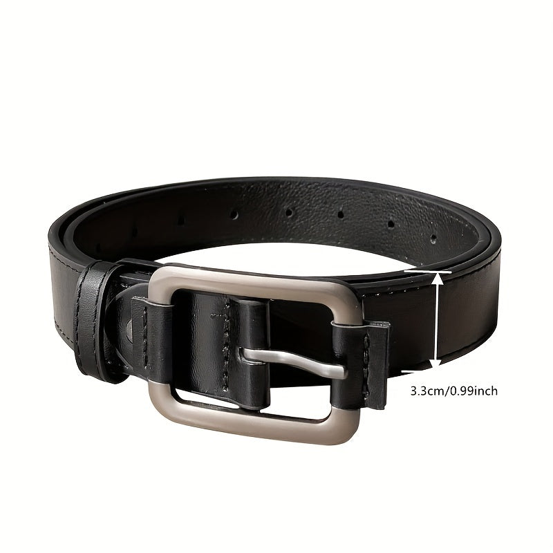 Men's PU Leather Casual Belt Square Pin Buckle Waist Strap Jeans Belt