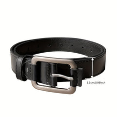 Men's PU Leather Casual Belt Square Pin Buckle Waist Strap Jeans Belt