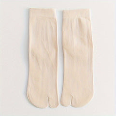 1pair Two Finger Socks Two Toe Socks Medium Leg Socks Cotton Socks