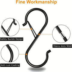 6pcs S Hooks Heavy Duty Safety Buckle Kitchen Closet Rod S Hooks 9.02cm