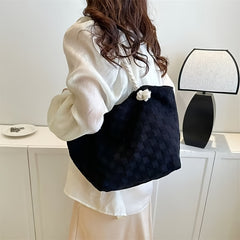 Plaid Embossed Tote Bag Large Capacity Shoulder Bag Hobo Handbag