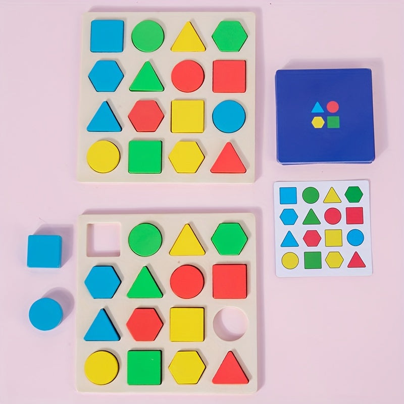 Wooden Geometric Matching Building Blocks Educational Toys