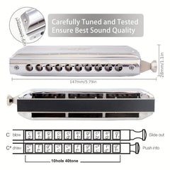 Chromatic Harmonica 40 Tones Key Of C for Beginners