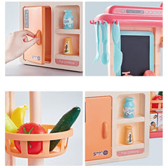 HZMSJ Pink Play Kitchen Set with Microwave Oven and Play Food