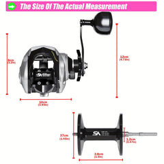 OUYALINE Aluminum Baitcasting Reel 15KG Max Drag Waterproof 7.2:1 Gear Ratio