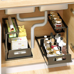 Under Sink Organizer 2 Tier Pull Out Cabinet Storage Shelf