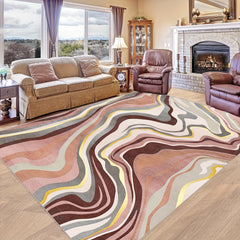 Striped Wave Area Rug Soft Faux Sheepskin Floor Mat for Living Room Bedroom