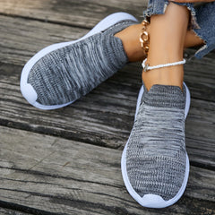 Women's Knit Breathable Mesh Athletic Running Shoes Slip on Walking Shoes