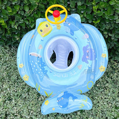Whale Pattern Swimming Ring with Steering Wheel and Seat