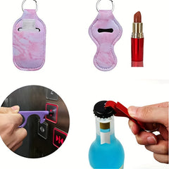 8pcs Safety Keychain Set with Door Opener Bottle Opener Plush Ball Bag Purse Key