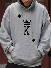 King Of Spades Print Hoodie Men's Graphic Pullover Hooded Sweatshirt