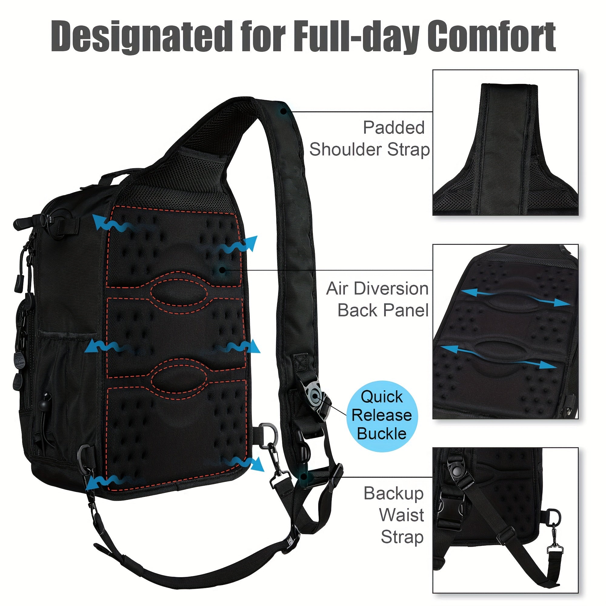Fishing Tackle Backpack With Rod Holder Large Capacity Multi-functional Backpack