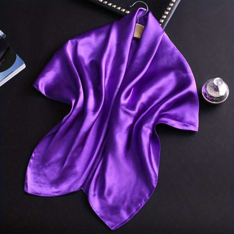 Solid Silk Large Square Scarf Casual Outdoor Sunproof Decorative Shawl