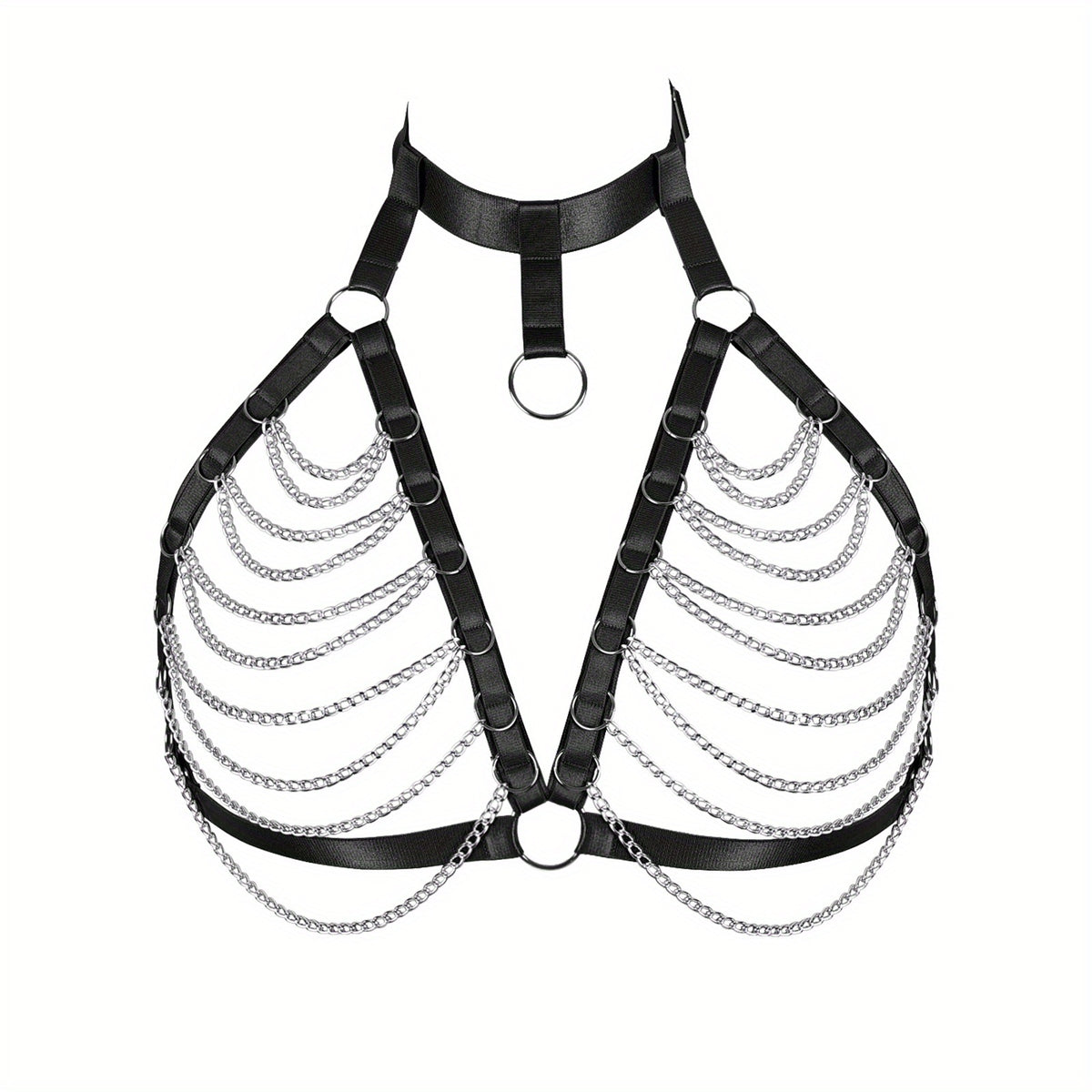 Elastic Harness Bra Women Punk Fringe Metal Cage Harness Gothic Chain Belt