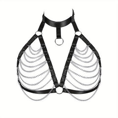 Elastic Harness Bra Women Punk Fringe Metal Cage Harness Gothic Chain Belt