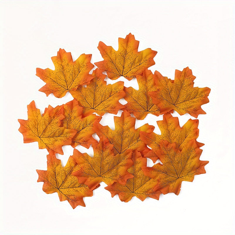 50pcs Artificial Maple Leaves for Fall Decorations Thanksgiving Weddings Parties