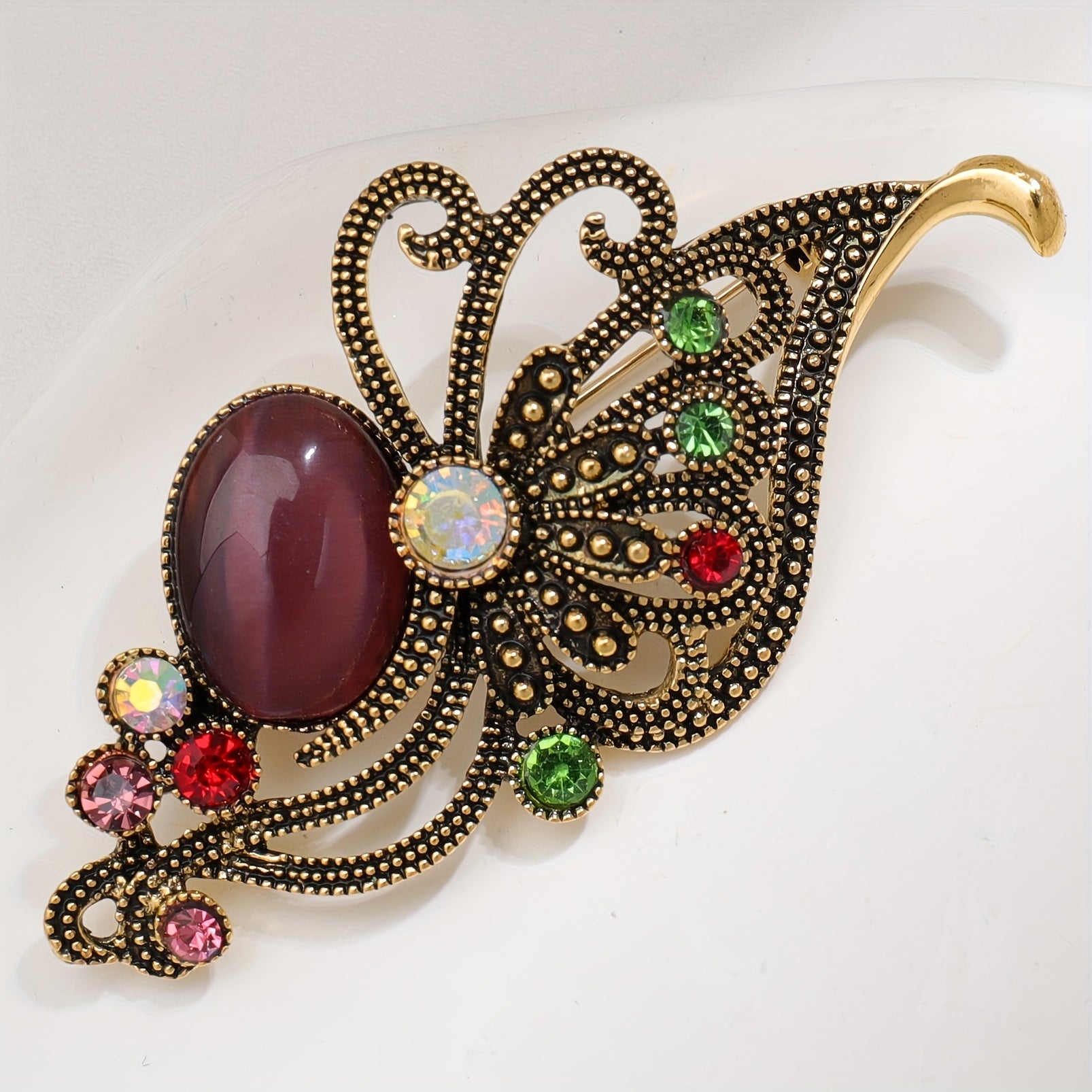 Vintage Rhinestone Purple Butterfly Brooch Small Suit Jacket Pin