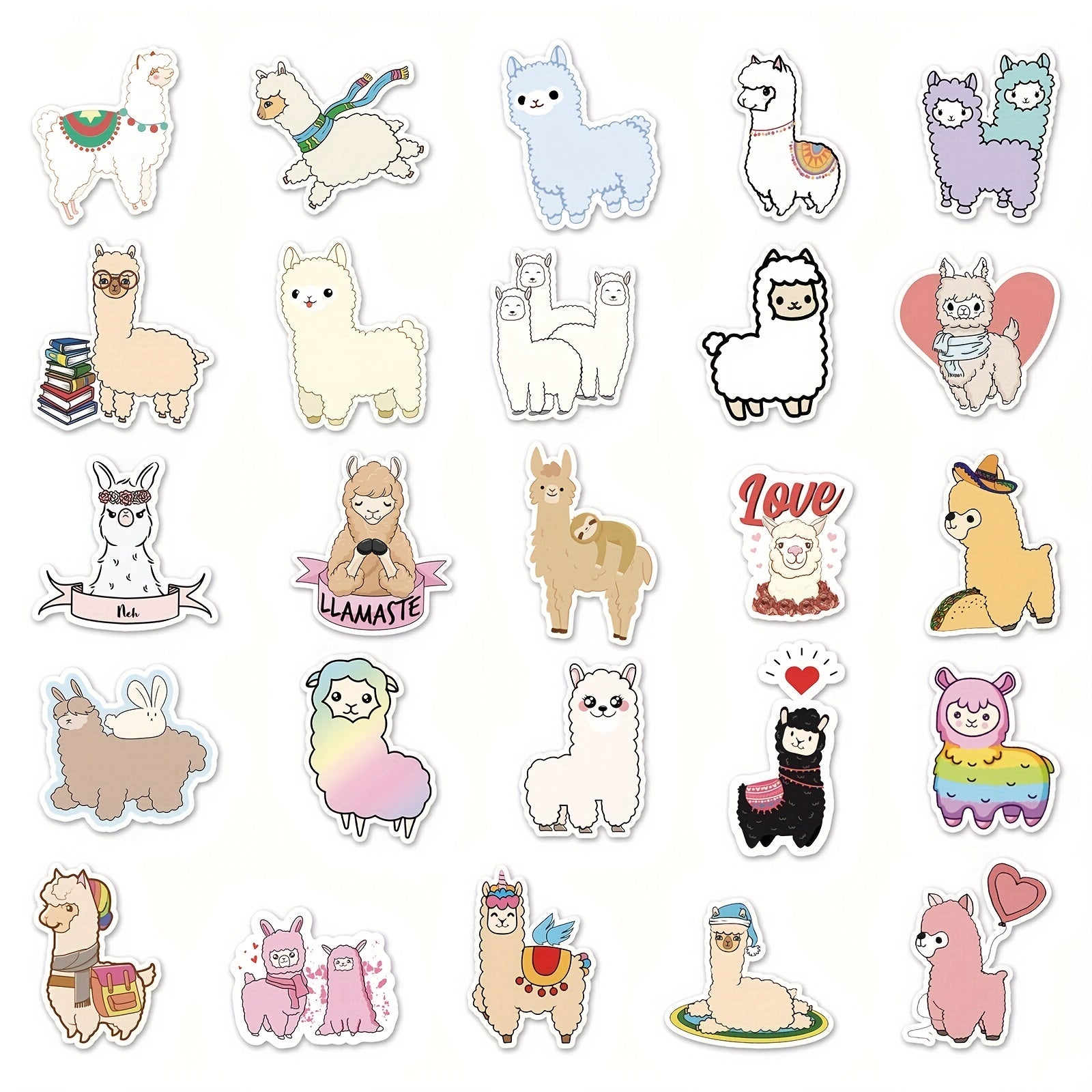 50pcs Cartoon Llama Stickers, Waterproof & Unique for Luggage Skateboard