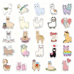 50pcs Cartoon Llama Stickers, Waterproof & Unique for Luggage Skateboard