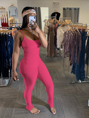 Skinny Ruched Jumpsuit Backless Mini Strap Jumpsuit