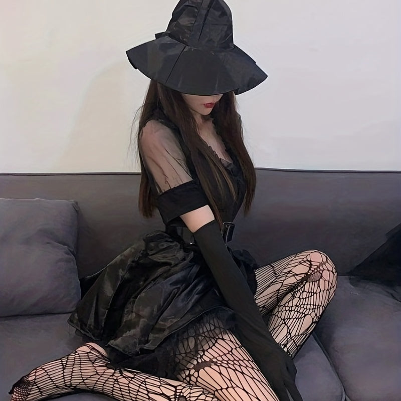 Halloween Spider Pattern Fishnet Tights High Waist Mesh Pantyhose