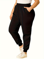  Solid Stitching High Rise Jogger Trousers