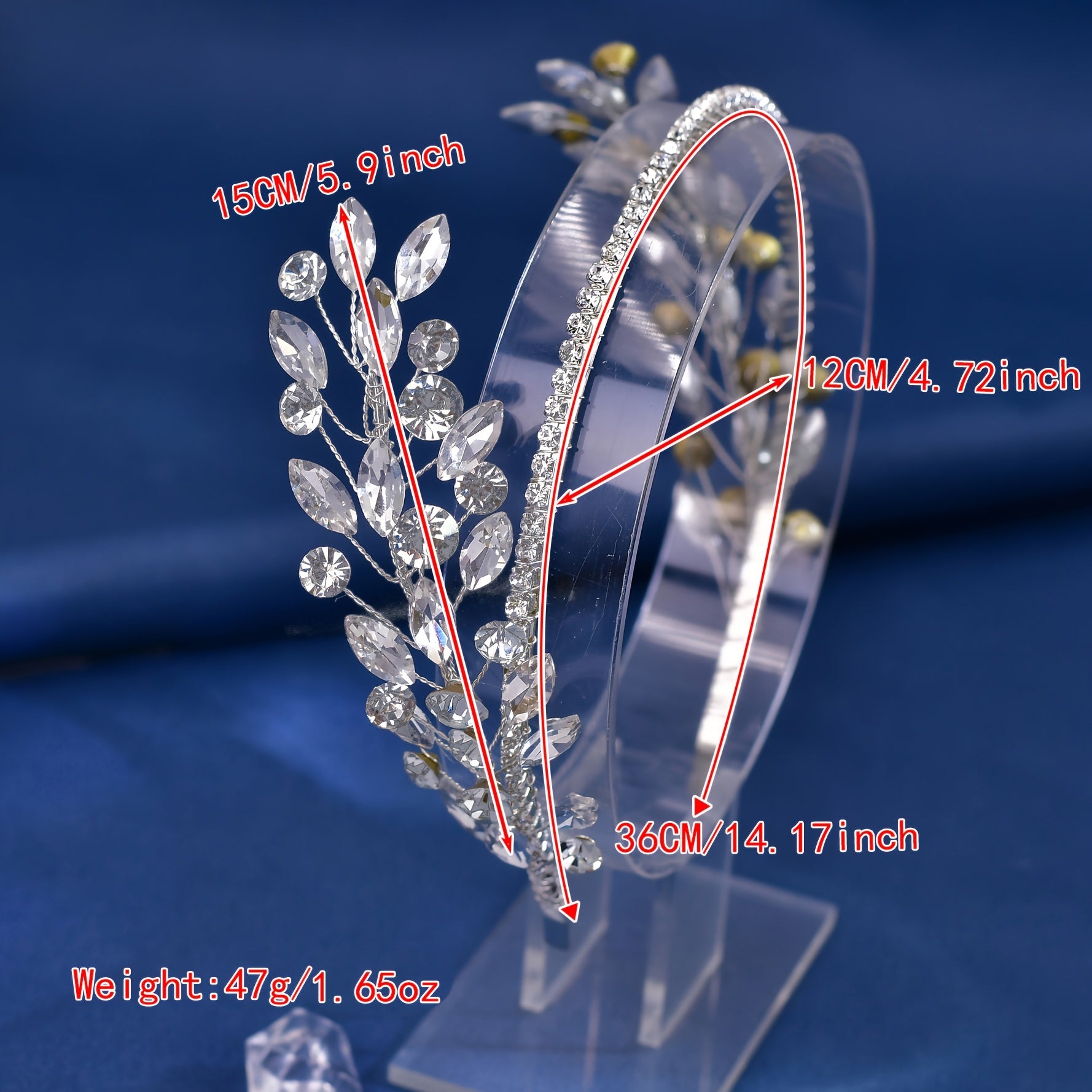 Green Rhinestone Bridal Headband for Weddings Proms & Parties