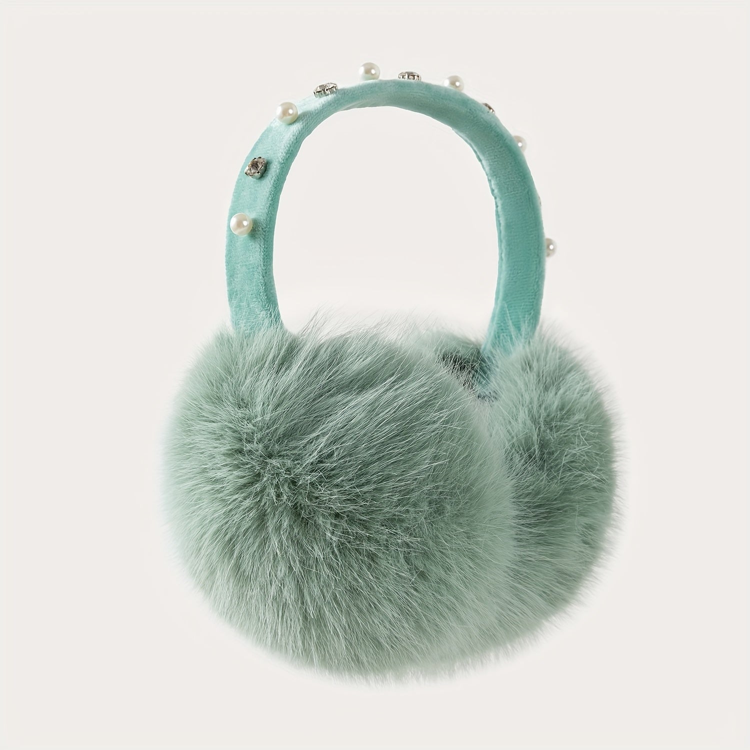 Women's Rhinestone Foldable Fox Fur Ear Muffs