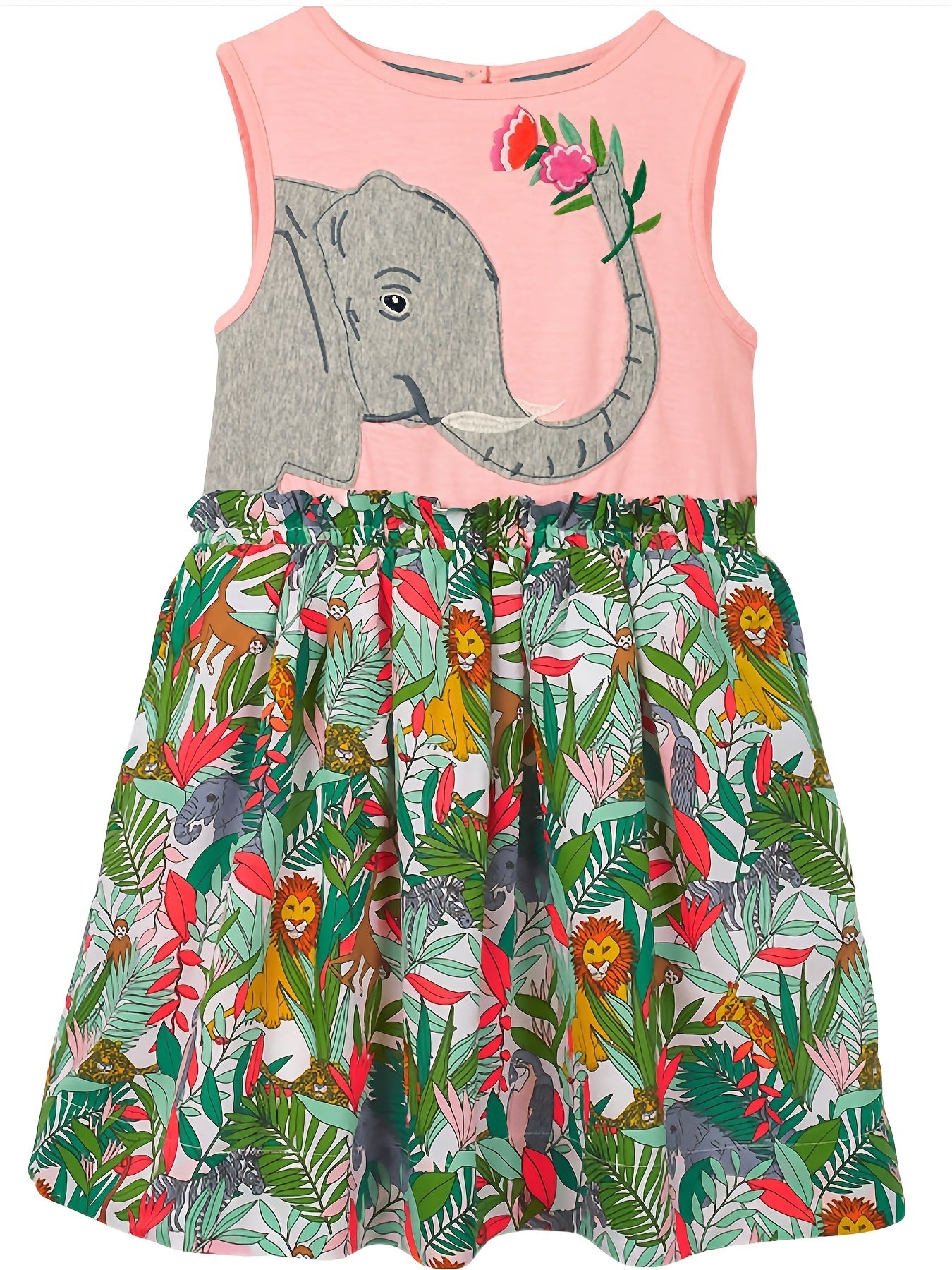 Girls Elephant Embroidery Princess Dress Kids Summer Clothes