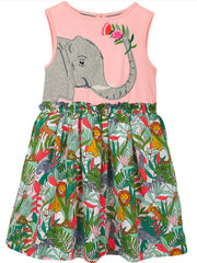 Girls Elephant Embroidery Princess Dress Kids Summer Clothes