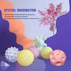 6pcs Baby Sensory Balls Soft Touch Massage Rattle Toys