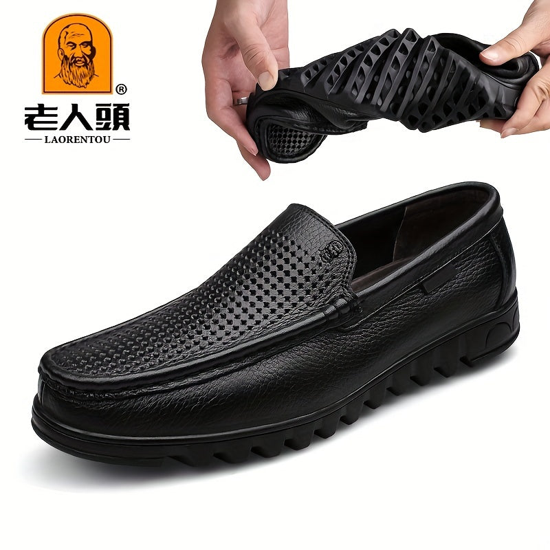 LAORENTOU Men's Leather Loafer Shoes Lightweight Driving Shoes Father's Gift