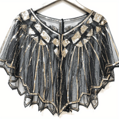 Women's Sequins Cape Vintage Embroidery Evening Party Shawl