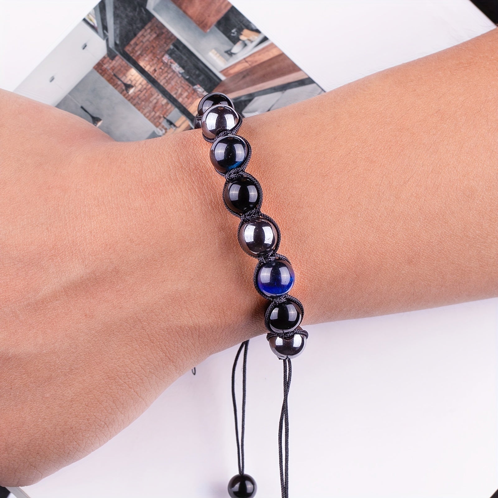 Triple Protection Hematite Agate Tigers Eye Stone Men's Bracelet