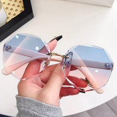 Gradient Lens Sunglasses Polygon Frame Glasses