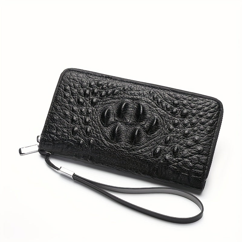 Men's Crocodile Pattern Clutch Bag Business Zipper Purse