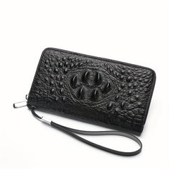 Men's Crocodile Pattern Clutch Bag Business Zipper Purse