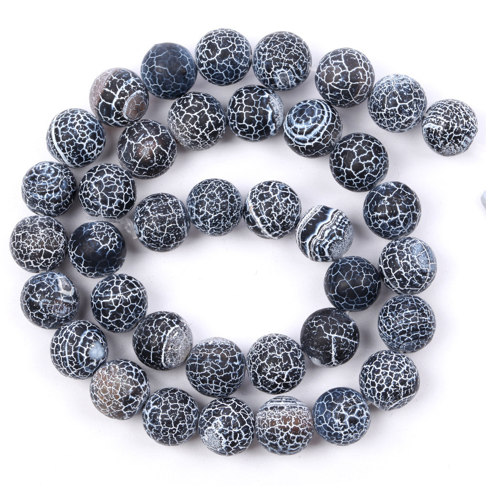 Frost Cracked Stone Round Loose Beads 15inches