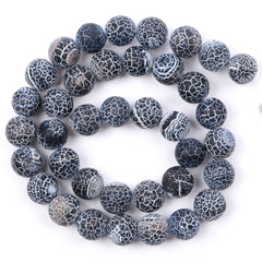 Frost Cracked Stone Round Loose Beads 15inches