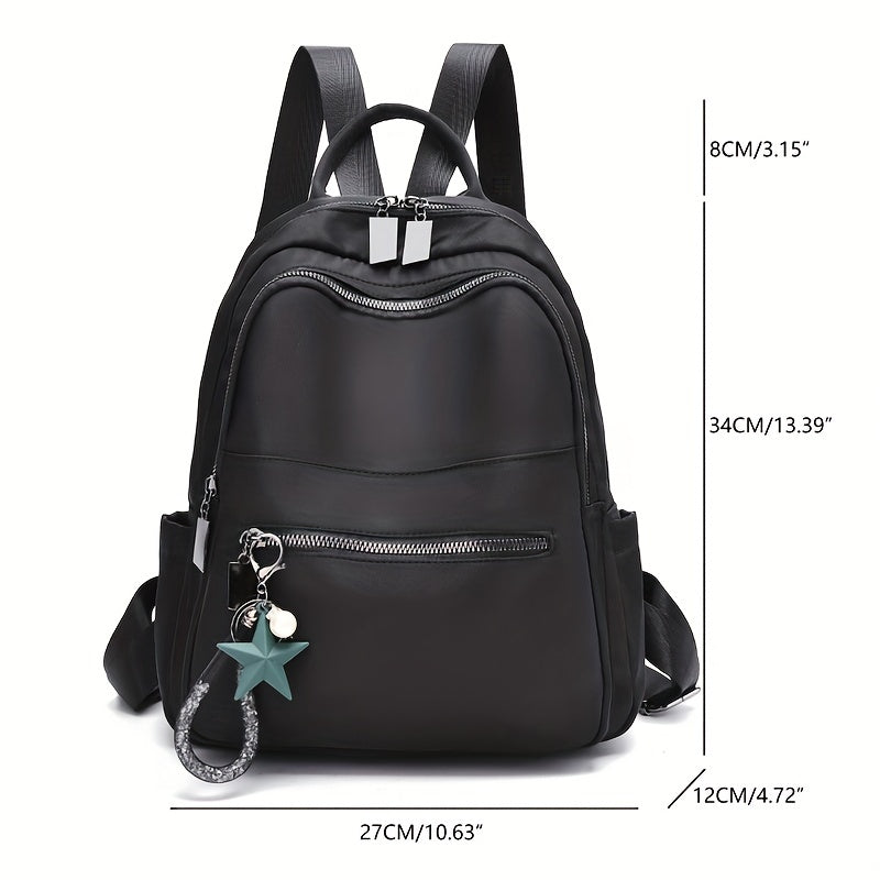 Nylon Backpack Zipper Front Travel Daypack Casual Student Schoolbag