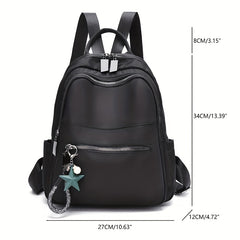 Nylon Backpack Zipper Front Travel Daypack Casual Student Schoolbag
