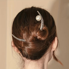 Moon Shape Faux Pearl Hairpin Vintage Hair Jewelry Accessory