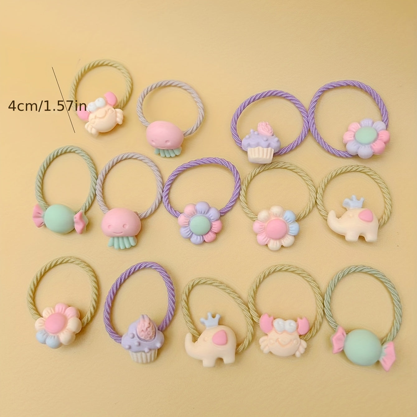 14pcs Baby Girls Hair Tie Headwear Head Rope Bracelet With Cartoon Decor